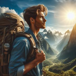 male backpacker on a hot summer day-3